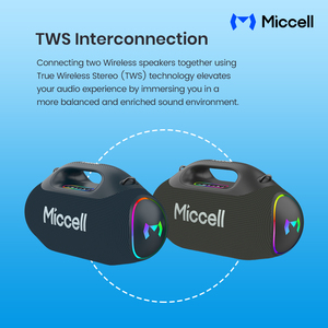 ลำโพงกันน้ำ Miccell พร้อมระบบเชื่อมต่อ TWS และแบตเตอรี่ 4500mAh เหมาะสำหรับการเดินทางไปชายหาด นักเดินทาง และความบันเทิงภายในบ้าน - Product Image 6