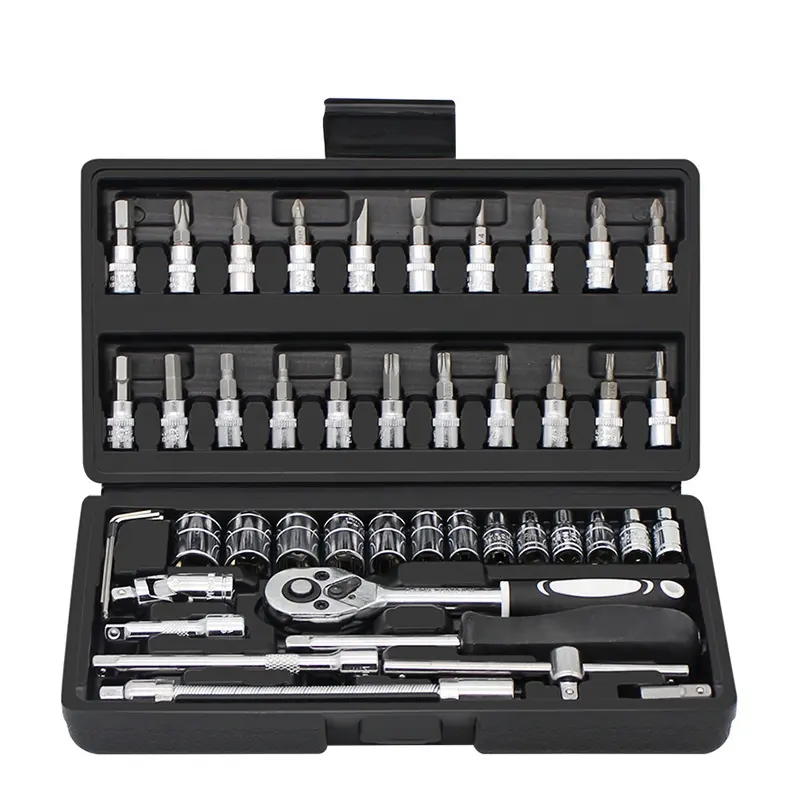 46PCS Ratchet Socket wrench Kit For Motorcycle Maintenance Manager Car Repair Socket Wrench Set Tools