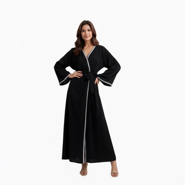 Custom New Style Women Muslim Kimono Abaya Dress Set Solid Color Full Length Islamic Women Modest Women Abaya with Inner Dress