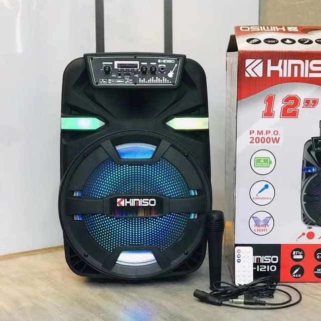 KIMISO QS1210 Qs 1210 Wireless Tooth Speaker 12 Inch Portable Trolley Speaker DJ  System Subwoofer Sound Box With LED Light