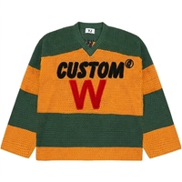 Pull personnalisé avec logo pour homme, pull décontracté en tricot avec patchs brodés, pull en jersey tricoté, pull de hockey en crochet pour homme