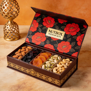 Boîtes cadeaux personnalisées de luxe en carton avec impression CMJN, forme de <span class=keywords><strong>livre</strong></span> magnétique avec insert pour fruits secs et noix - Product Image 1