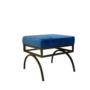 Pochette <span class=keywords><strong>tabouret</strong></span> de pied en velours bleu personnalisé, <span class=keywords><strong>design</strong></span> treillis de forme carrée, <span class=keywords><strong>pouf</strong></span> avec jambes cognitives, 1 pièce - Product Image 2