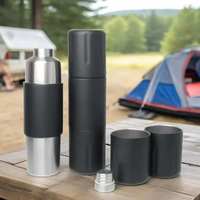 Bouteille d'eau en acier inoxydable 304, thermos magnétique à double extrémité, bouteille à vin avec 2 tasses supplémentaires, logo personnalisé