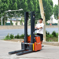 Gerbeur électrique 48V 1 tonne avec transpalette, batterie au plomb, déplaceur latéral, pneus pleins pour manutention en entrepôt