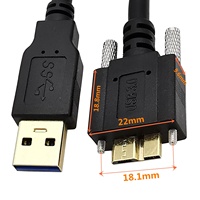 Cable de carga y datos USB 3,0 a macho a Micro B de 30cm con bloqueo de tornillo doble para controlador duro externo