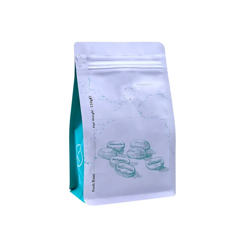 Customized Coffee Sachet Packaging Laminating Plastic Doypack Flat Bottom Pouch For Coffee