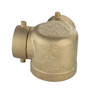 FM UL ULC Factory Price 5 Years Warranty Brass 4''X2 1/2''X2 1/2'' Siamese Connection Clapper Valve Fire Equipment Products
