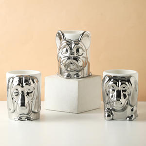 Taza de Cerámica Creativa con Diseño 3D en Relieve de Perro, Taza de Oficina para Parejas, Taza de Cerámica con Animal en Dorado y Plateado, OEM ODM - Product Image 3