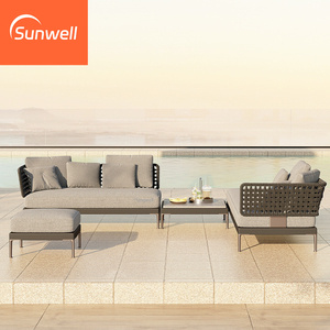 Usine Foshan Patio <span class=keywords><strong>Balcon</strong></span> Mobilier <span class=keywords><strong>de</strong></span> <span class=keywords><strong>jardin</strong></span> Ensemble <span class=keywords><strong>de</strong></span> <span class=keywords><strong>jardin</strong></span> en métal en aluminium Corde Canapé-<span class=keywords><strong>salon</strong></span> sectionnel <span class=keywords><strong>avec</strong></span> coussins pour <span class=keywords><strong>balcon</strong></span> - Product Image 5
