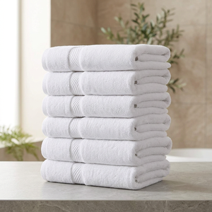 Quick-Drying 100% Cotton <b>Bath</b> Towel <b>Sets</b> 400-350gsm Edgeless White Checkered Teens High Quality Antimicrobial Hypoallergenic - Product Image 3