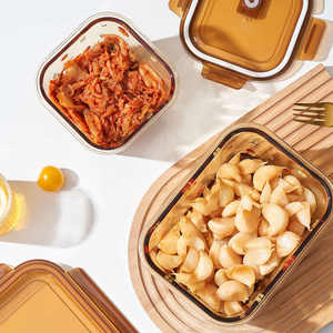 Boîte de conservation alimentaire carrée en verre borosilicate avec couvercle à clip, compatible micro-ondes, imprimé dessin animé, boîte à lunch - Product Image 2