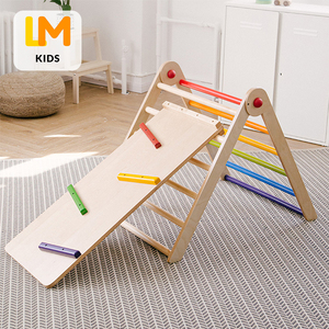 LM KIDS Montessori wooden climbing frame foldable with ramp indoor play gym playground children pickler triangle