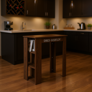 Dires Coodfedy <b>Bar</b> <b>Table</b> Smoked Oak Engineered Wood 3 Shelf Modern Design For Commercial Use - Product Image 2