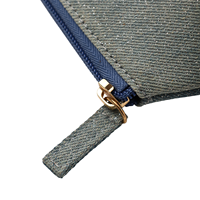 Pochette de maquillage portable en denim de coton lavé à paillettes, style cowboy, douce au toucher, forme demi-lune avec fermeture éclair