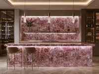 Panneaux rétroéclairés en quartz naturel poli, pierres semi-précieuses, pour comptoirs de bar, bureaux d'accueil et dessus de tables consoles