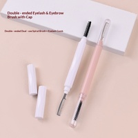 Brosse à mascara double tête en diamant avec capuchon de protection, peigne en acier inoxydable et poils en nylon pour cils et sourcils (vente en gros)