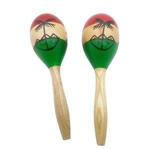 Maracas en bois peintes à la main en forme de palmier, instrument de percussion Orff pour enfants - Product Image 1