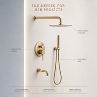 Système de douche mural complet en laiton finition or brossé, avec robinetterie dissimulée, pour salle de bain d'hôtel – Vente directe usine