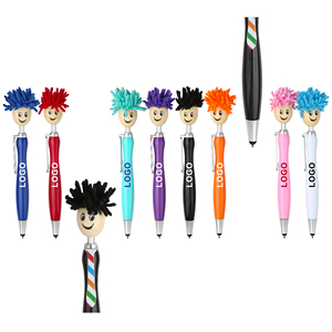 Offre Spéciale multifonctionnel en plastique 2-en-1 mignon clic Mophead <span class=keywords><strong>stylo</strong></span> à <span class=keywords><strong>bille</strong></span> avec stylet Logo pour écrans tactiles tablette <span class=keywords><strong>universelle</strong></span> - Product Image 1
