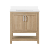 Meuble de salle de bain moderne sur mesure en mélaminé, ensemble de meubles de salle de bain avec vasque et deux portes, vente en gros