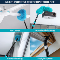 Kit de nettoyage de puits de lumière avec perche télescopique octogonale et têtes multiples pour le nettoyage des fenêtres hautes, lavable, pour plafonds, OEM ODM