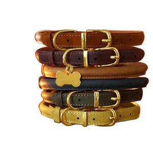 <span class=keywords><strong>Collar</strong></span> de cuero para perro, correa redonda duradera para perros, cachorros y gatos, Borgoña, multicolor a granel - Product Image 1