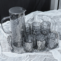 Ensemble de carafes à eau en verre de style européen EPR France, design moderne et créatif, pour salle à manger, maison, avec tasses