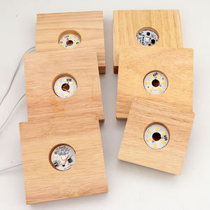 Lumière blanche Base de lampe à LED en bois Interrupteur de câble USB Veilleuse moderne pour lampe de nuit à LED 3D Base de lumière à LED en bois - Product Image 1