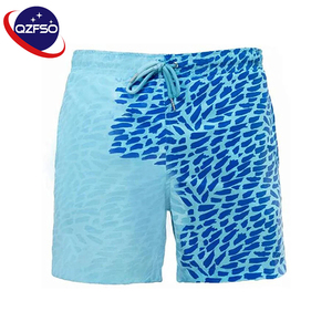 Shorts de bain thermochromiques QZFSO personnalisés avec logo, tissu sensible à la température, changement de couleur, pour la plage - Product Image 1