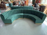 Banquette de restaurant semi-circulaire en velours vert sur mesure, canapé commercial pour café, bar, hôtel, salon