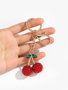 Creative Cute Fruit Shape Keyring Rhinestone Cherry Charm <b>Keychain</b> Bag Pendant Ornaments for Women Men Souvenir Birthday Gift - Product Image 5