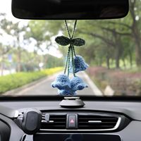 Accessoires de suspension pour rétroviseur de voiture, fleur de lys, tricotée à la main en laine, moderne, mignonne, décorative, pendentif au crochet