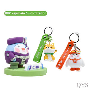 QYS <b>Customized</b> 3D Logo PVC Keychain Soft Rubber <b>Key</b> <b>Ring</b> Business Promotional Gift for Brand - Product Image 2