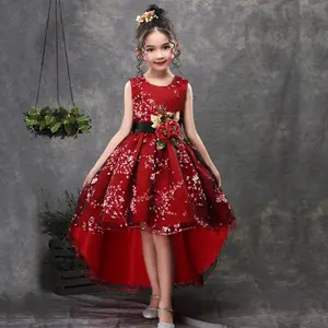 बच्चे नई हस्तनिर्मित फूल राजकुमारी स्कर्ट पोशाक बच्चों अनुगामी पोशाक फूल लड़की प्रदर्शन शादी का गाउन राजकुमारी एरियल