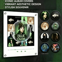 Ensemble d'aimants de réfrigérateur rotatifs NFC personnalisés Billie Eilish avec photo et lecteur de musique – Vente en gros