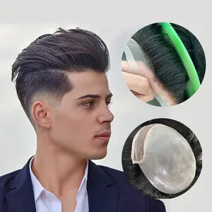 Wholesale Factory Price 6inch cuticle aligned Virgin hairpiece 100% Australian Human Hair Lace front PU Bio base Toupee for men