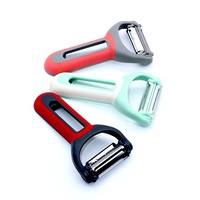 Sun Well 4-in-1 handmatige roestvrijstalen mesjes plastic PP groente- en fruit schiller 360 graden multifunctionele roterende keukenhulp