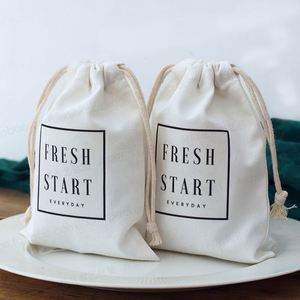 Custom Logo 100% Organic Cotton Canvas Double Drawstring <b>Bag</b> Premium Quality Eco Friendly Reusable Natural <b>Bags</b> Custom Size <b>Gift</b> - Product Image 2