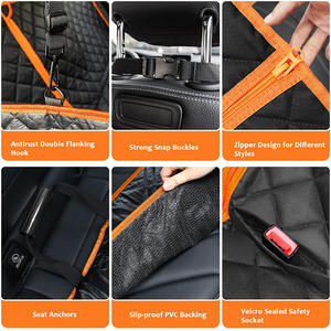 100% impermeable Oxford funda de asiento de coche para perros patrón sólido extensor de asiento trasero con ventana de malla fondo duro hamaca para perros - Product Image 3