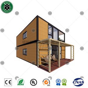 Casa Prefabricada de Contenedores de 2 Pisos con Revestimiento de Madera, Moderna Casa Modular con Terraza y Pérgola, Diseño Abierto - Product Image 2