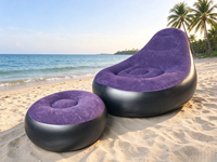 Fauteuil gonflable floqué en PVC avec pompe à pied, dossier inclinable pliable et repose-pieds pour les voyages en extérieur