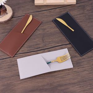 ซองใส่ช้อนส้อมหนัง PU คุณภาพสูง สำหรับร้านอาหาร บ้าน คาเฟ่ ใส่ช้อน ส้อม มีด - Product Image 2