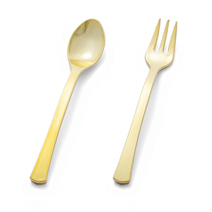 Mini couverts jetables en <span class=keywords><strong>argent</strong></span> et or rose Petite <span class=keywords><strong>fourchette</strong></span> et cuillère à dessert en <span class=keywords><strong>plastique</strong></span> - Product Image 1