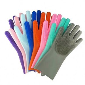 Kitchen Bathroom Cleaning Pet Hair Care Dishwashing Reusable Magic <b>Silicone</b> Glove - Product Image 1