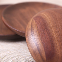 Houten dienblad Zwart Walnoot Rond dienblad Massief houten ontbijt dienblad Dim Sum fruit dienblad Gedroogd fruit Snack houten bord