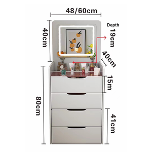 Table de maquillage moderne et multifonctionnelle avec miroir et armoire de rangement, durable et assemblée, idéale pour appartement - Product Image 2