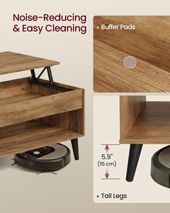 Mesa de Centro SENYU con Plataforma Elevadora, Mesa de Comedor, Resorte de Gas, Compartimento Oculto, Estante de Almacenamiento Abierto - Product Image 6