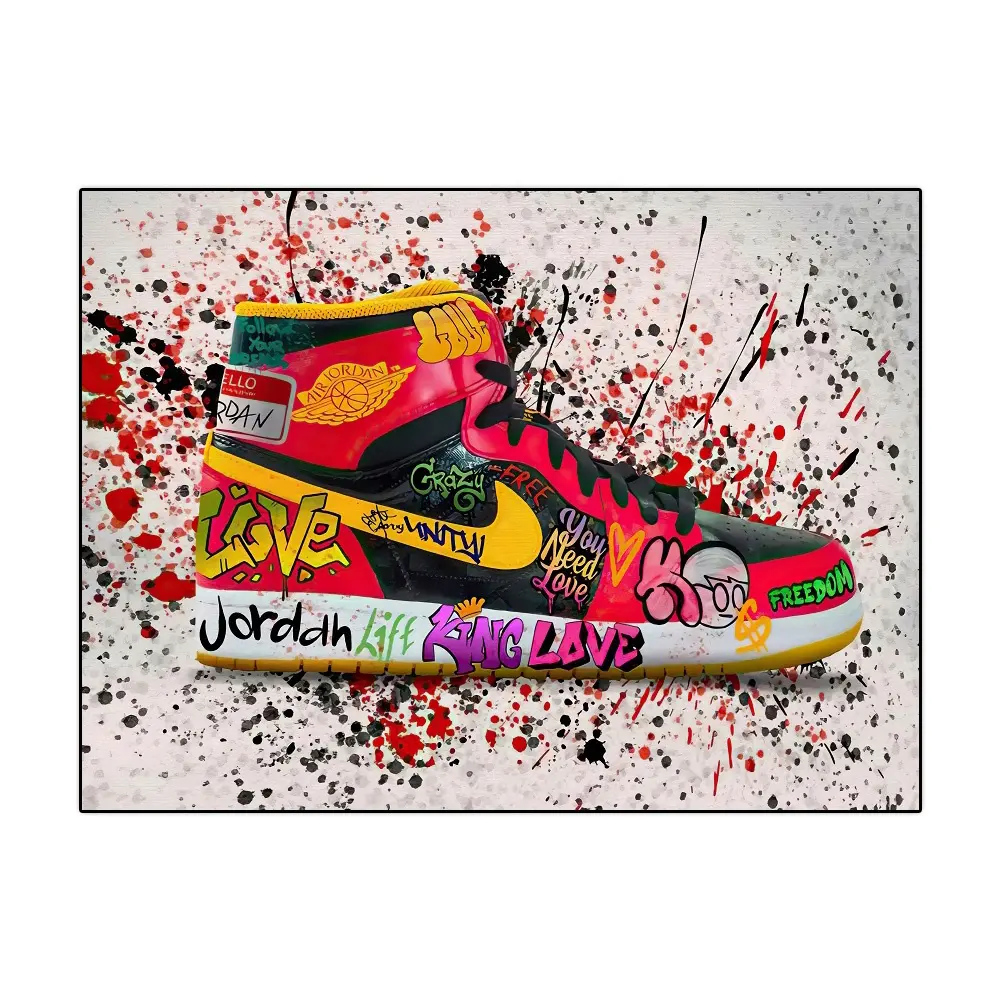 Customized accepted fashion home paintings splash ink cool sneakers scrawl decorative art wall canvas painting