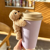 Peluche Kedi Coffee Cup Bear rose cochonnet avec T-shirt, jouets en peluche personnalisables avec logo par transfert pour tasse à café